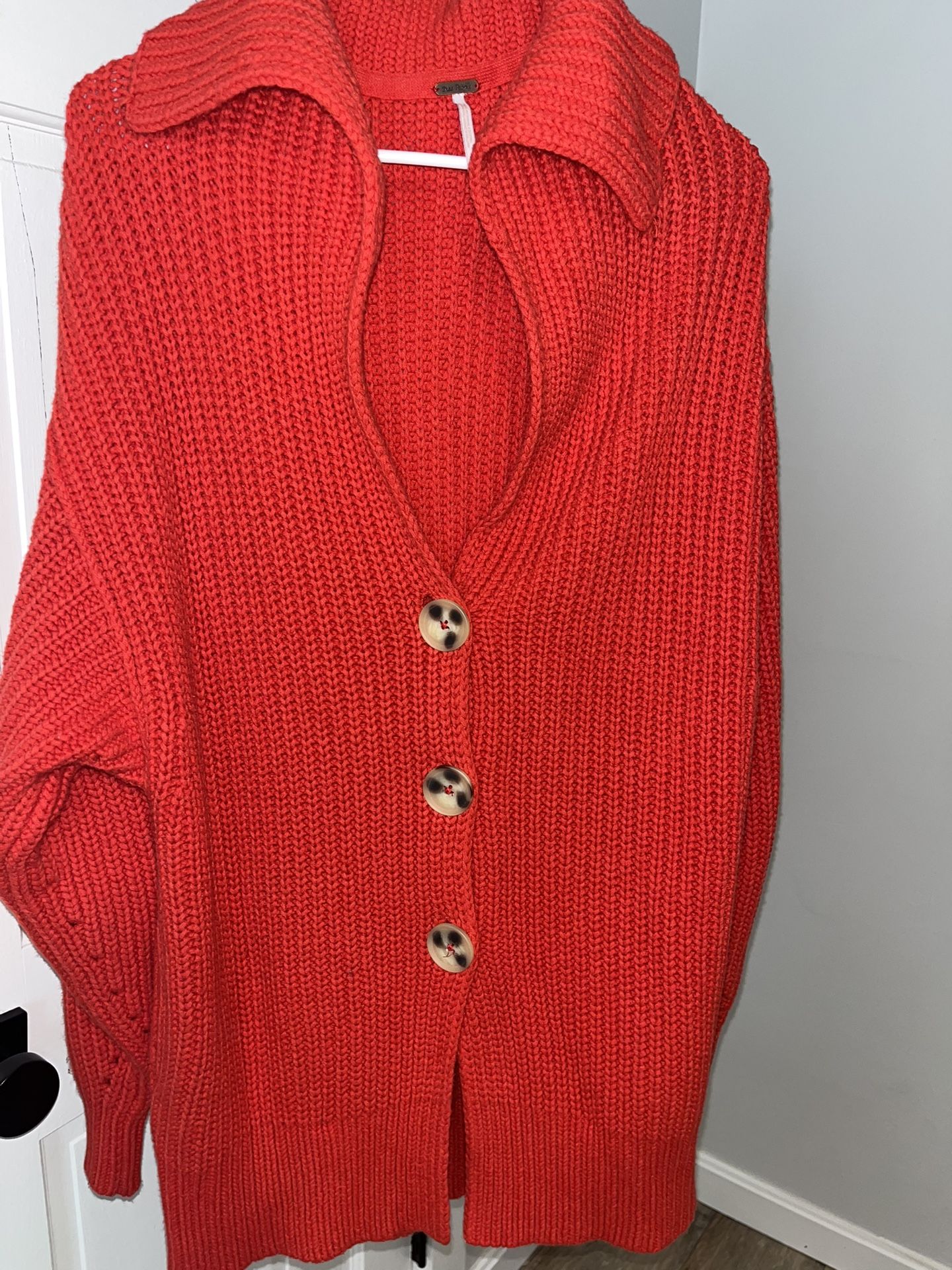 Free People Red Cardigan Size XS —$50