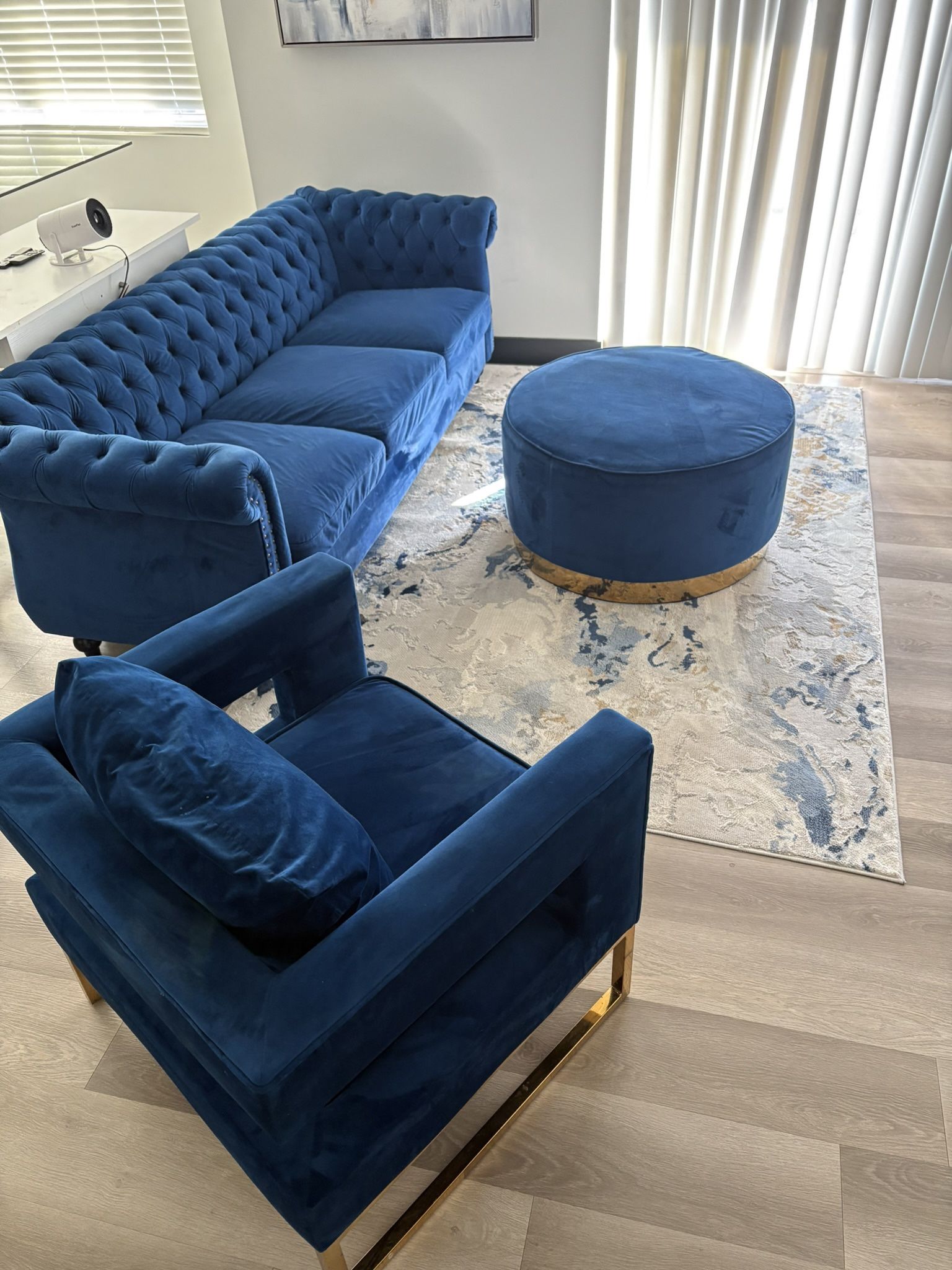 Blue Velvet Couch Set