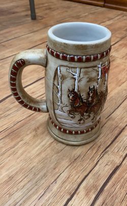 Rare Budweiser 1981 CS50 Christmas Stein Snowy Woodland