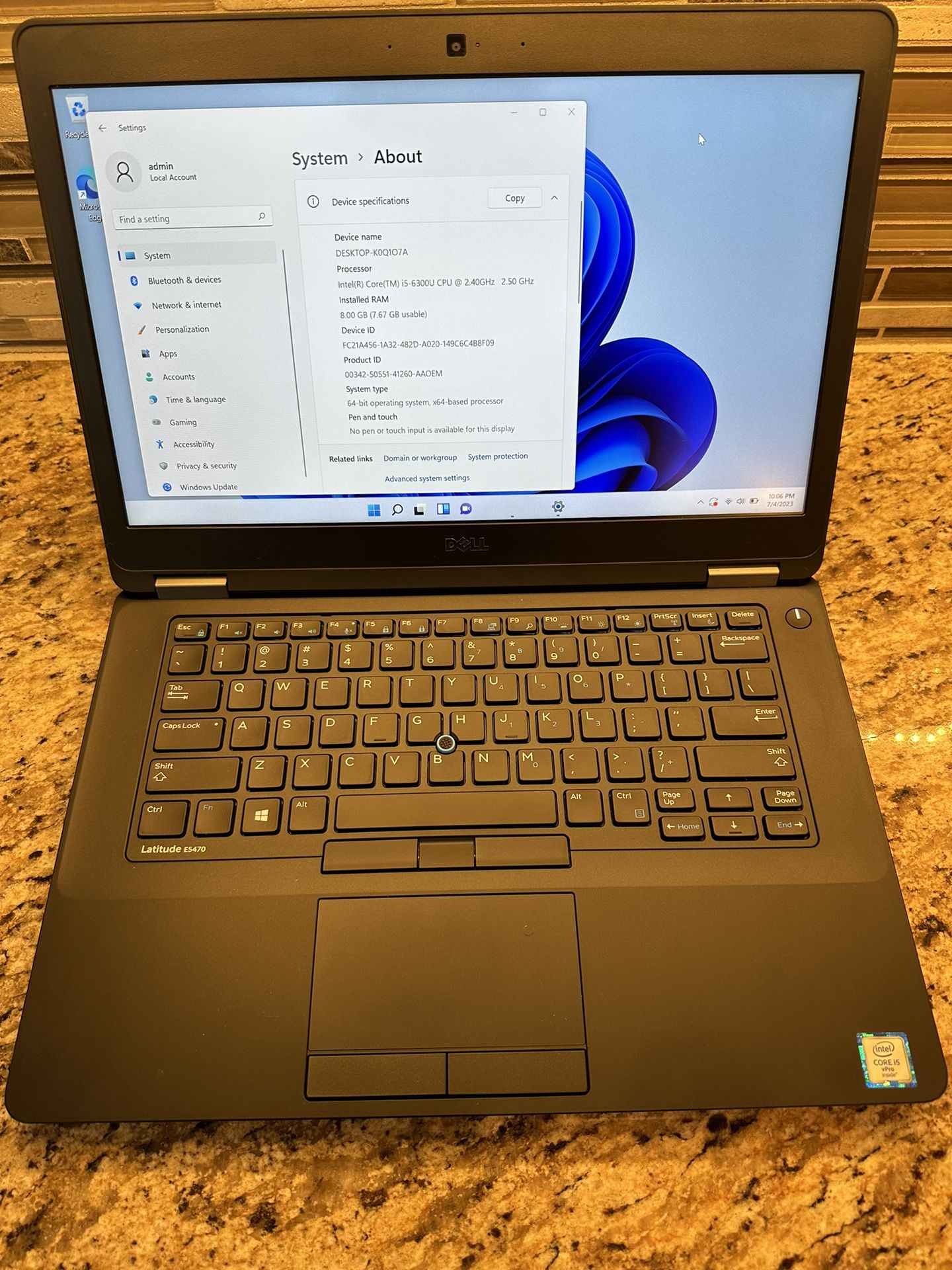 Dell Latidue 5470 500GB Hard Drive 8GB Ram