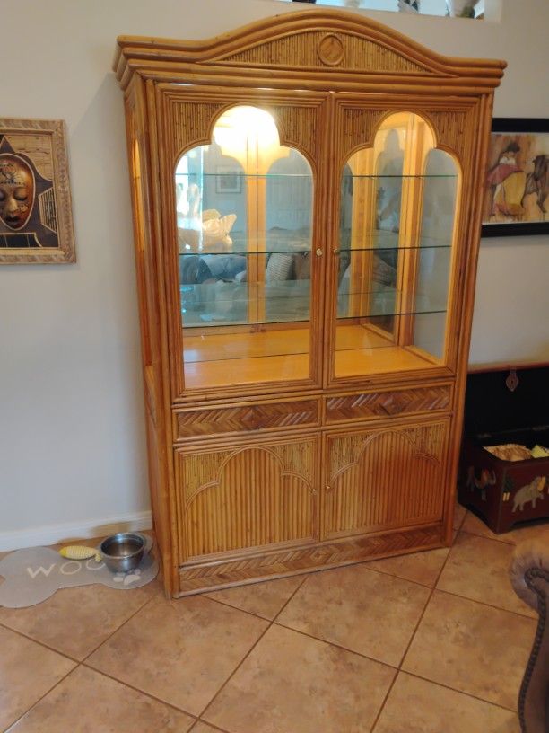 Dresser - Gorgeous Bamboo And Glass For China Etc