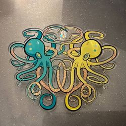 Dueling Octopus Brooch Pin