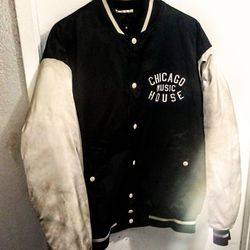 Chicago House Music Baseball Black & White Satin Men Women Vintage Jacket


