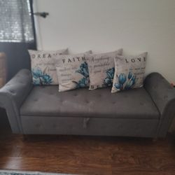 CHARMMA 62" Bedroom Tufted Button Storage Bench, Modern Fabric Upholstered Ottoman, Window Bench, Room