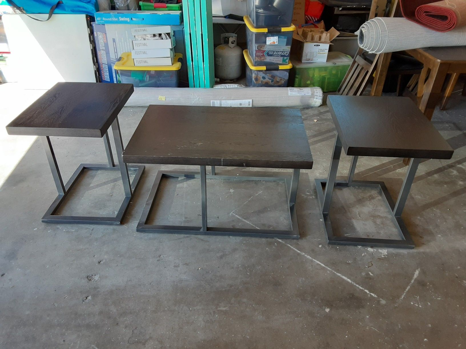 Black coffee table and 2 end tables