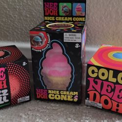 3pc Needoh Set Ice Cream Cone, Color Change And Fuzz Ball