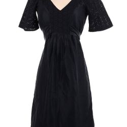 Banana Republic Black 100% Silk Eyelet Lace Cocktail Dress Size 2 