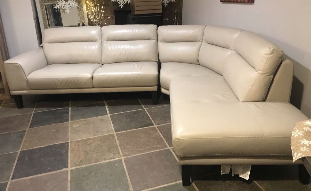 Italian beige leather sectional couch from Costco