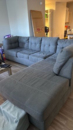 Gray Fabric Sectional Sofa with Chaise