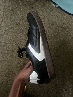 Black and White Low-Top Leather Sneakers
