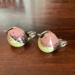 Vintage Hand Blown Art Glass Birds Figurine Multicolor Glass Paperweight