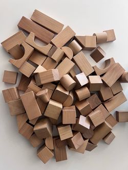 Bag of kids wood building blocks