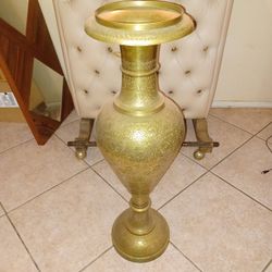 Antique Vases, Brass, Gold Trim, Glass