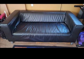 Black Faux Leather Sofa Couch