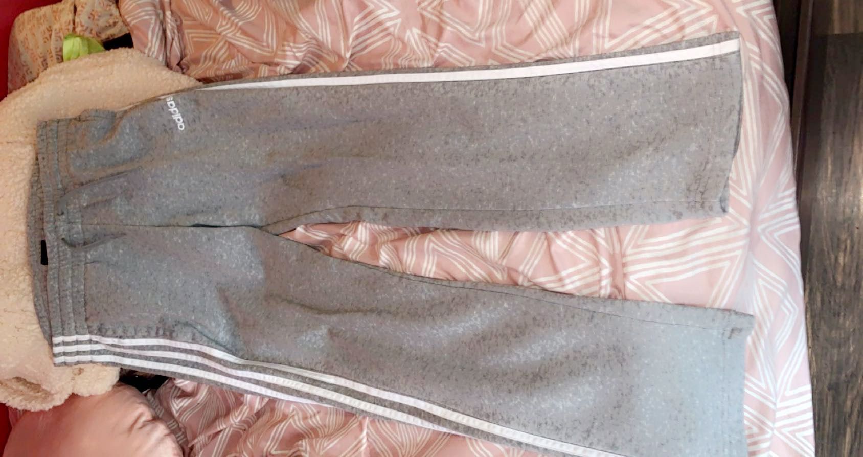 Grey and white adidas sweats