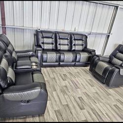 New Reclining Sofa Loveseat Chairs Black 