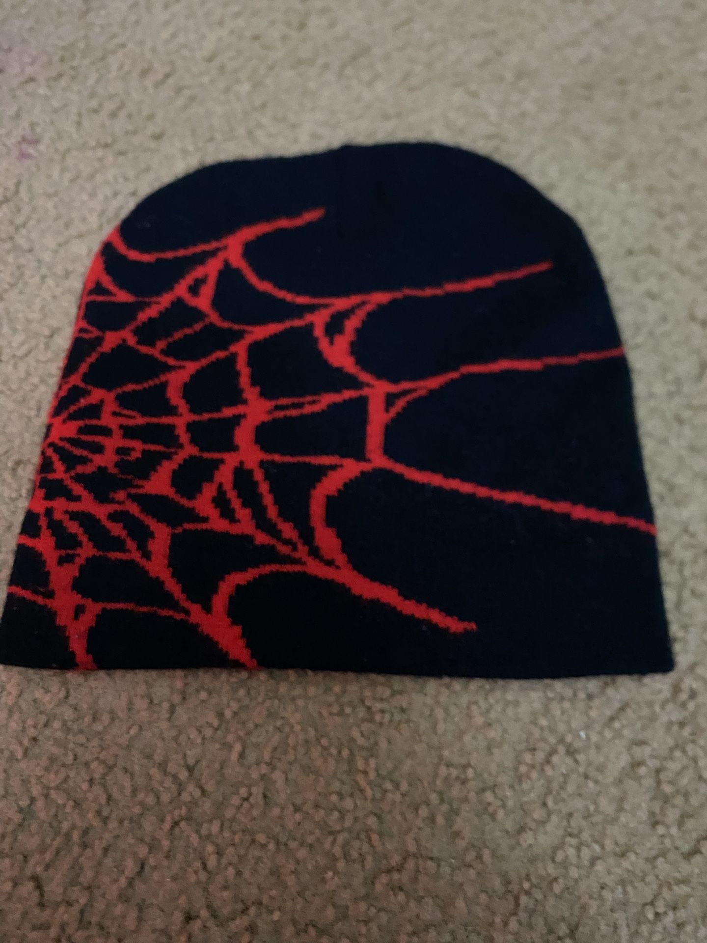 Red And Black Spider Web Beanie