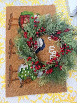 Xmas wreath and doormat