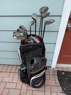 Mens Nike ignite irons set. Callaway woods. Nike golf bag right handed