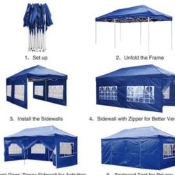 10x20' Heavy Duty Enclosed Pop Up Canopy Folding with 4 Sidewalls for Outdoor Event Vendor Farmer Flea Market Tent💙💙
