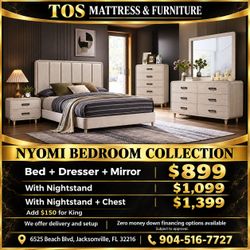 Nyomi Bedroom Collection – Bed, Dresser & Mirror 🚚WE DELIVER🚚