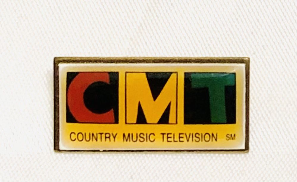 CMT Country Music TV Hat / Lapel Pin, Gold-Tone Enamel ‘MADE IN USA’ on Back