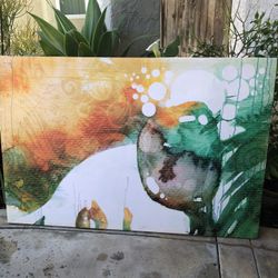 Ross Green And Orange Water Color Artwork Painting 