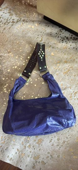 Purple leather purse w/bling strap Spooles