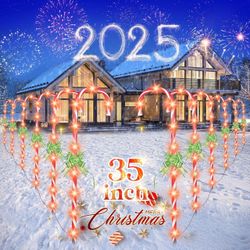 BRAND NEW 12 Pack 35” Christmas 29V LED Candy Cane Lights with 8 Modes for Outdoor Christmas Decorations