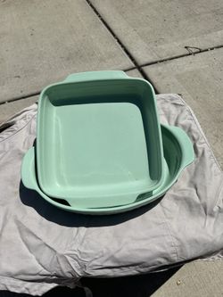 Set Of 2 Sage Green Baking Dishes From Portugal