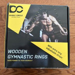 Wooden Gymnastic Rings w/ Extra-Long Straps – Like New