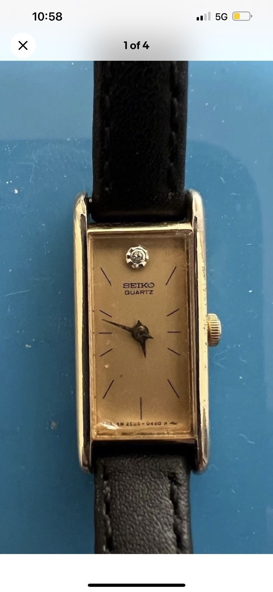 Elegant Ultra Rare Vintage Seiko Ladies Tank Watch Diamond Chip 80’s