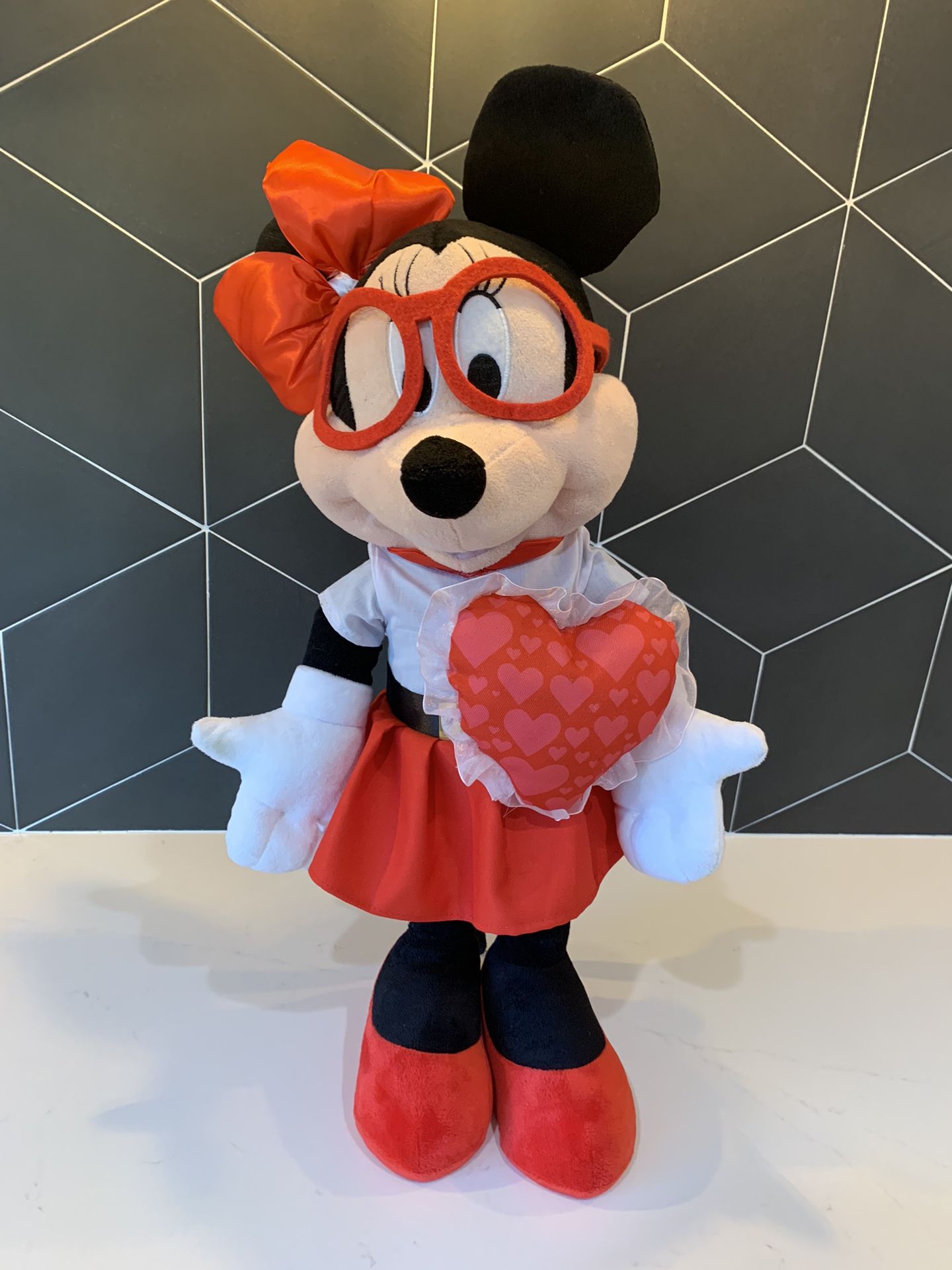 Disney Tall Valentine's Day Minnie Mouse Hipster Plush Greeter