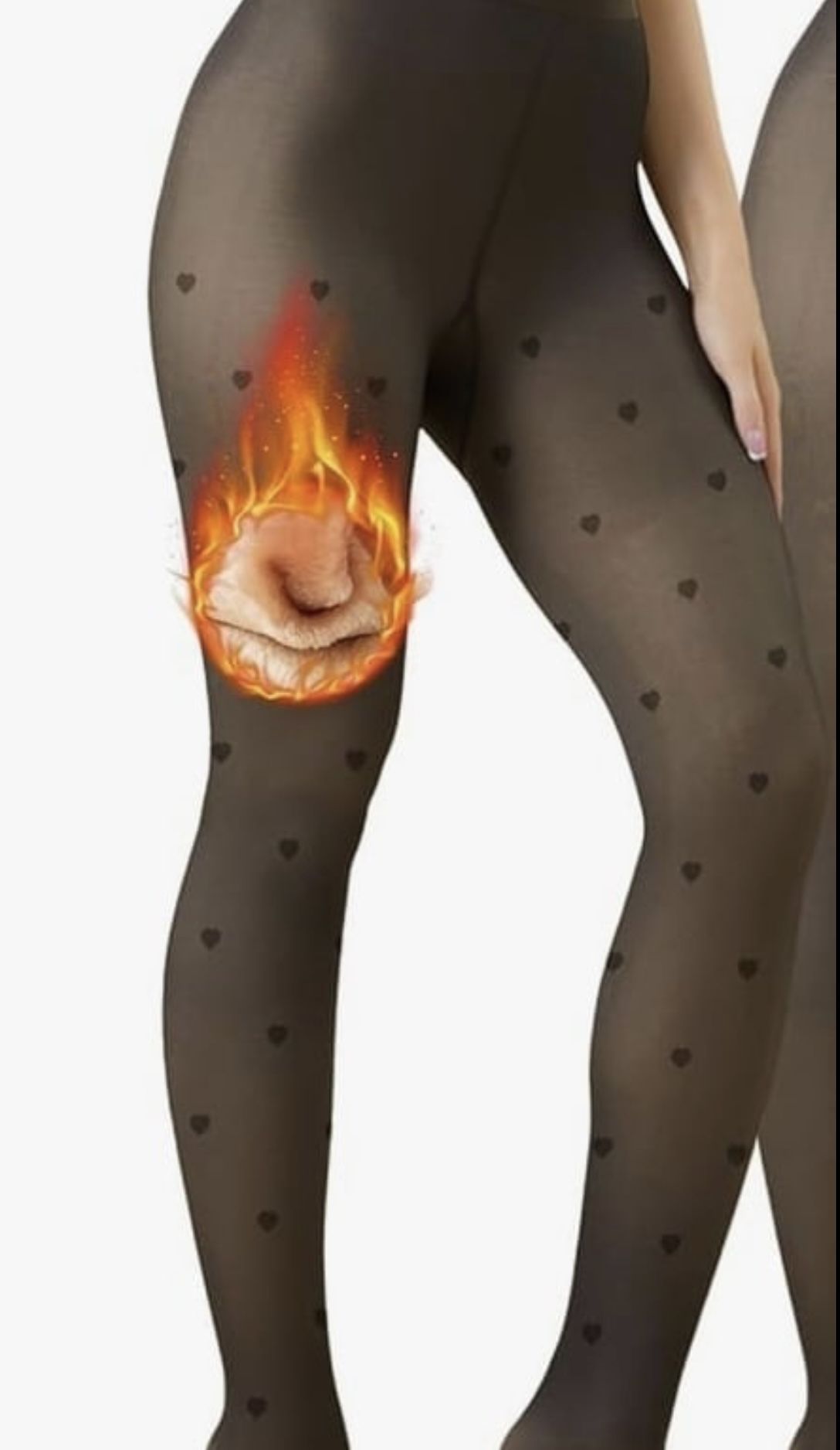 Fleece Lined Tights for Women Thermal Pantyhose Fake Translucent. (T)