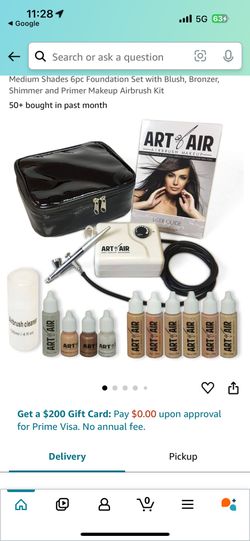 Professional Airbrush Cosmetic Makeup System/Fair to Medium Shades 6pc Foundation Set with Blush, Bronzer, Shimmer and Primer Makeup Airbrush Kit