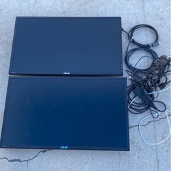 Two ASUS computer Screens With Cables 