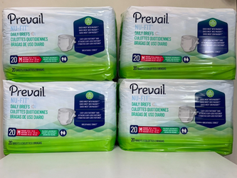 Prevail NU-FIT Daily Underwear Medium/Extra Absorbency, 20 Pack Of 4, 80-TOTAL