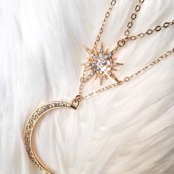 Layered Moon And Star Necklace 