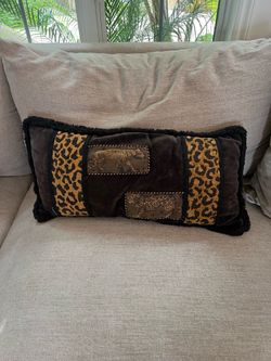 High and black and leopard print decorative throw pillow
