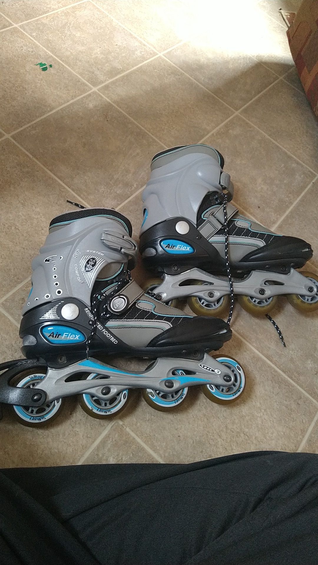 Inline Skates Roller Blades Air Flex Chicago Silver/Blue Sz unisex 10