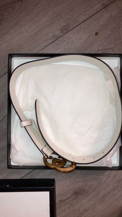 Gucci Marmont Leather Belt White Gold Buckle