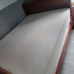 Wood Sleigh Bed Frame with Mattress