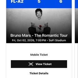 Bruno Mars Oct 2 SOFI Stadium