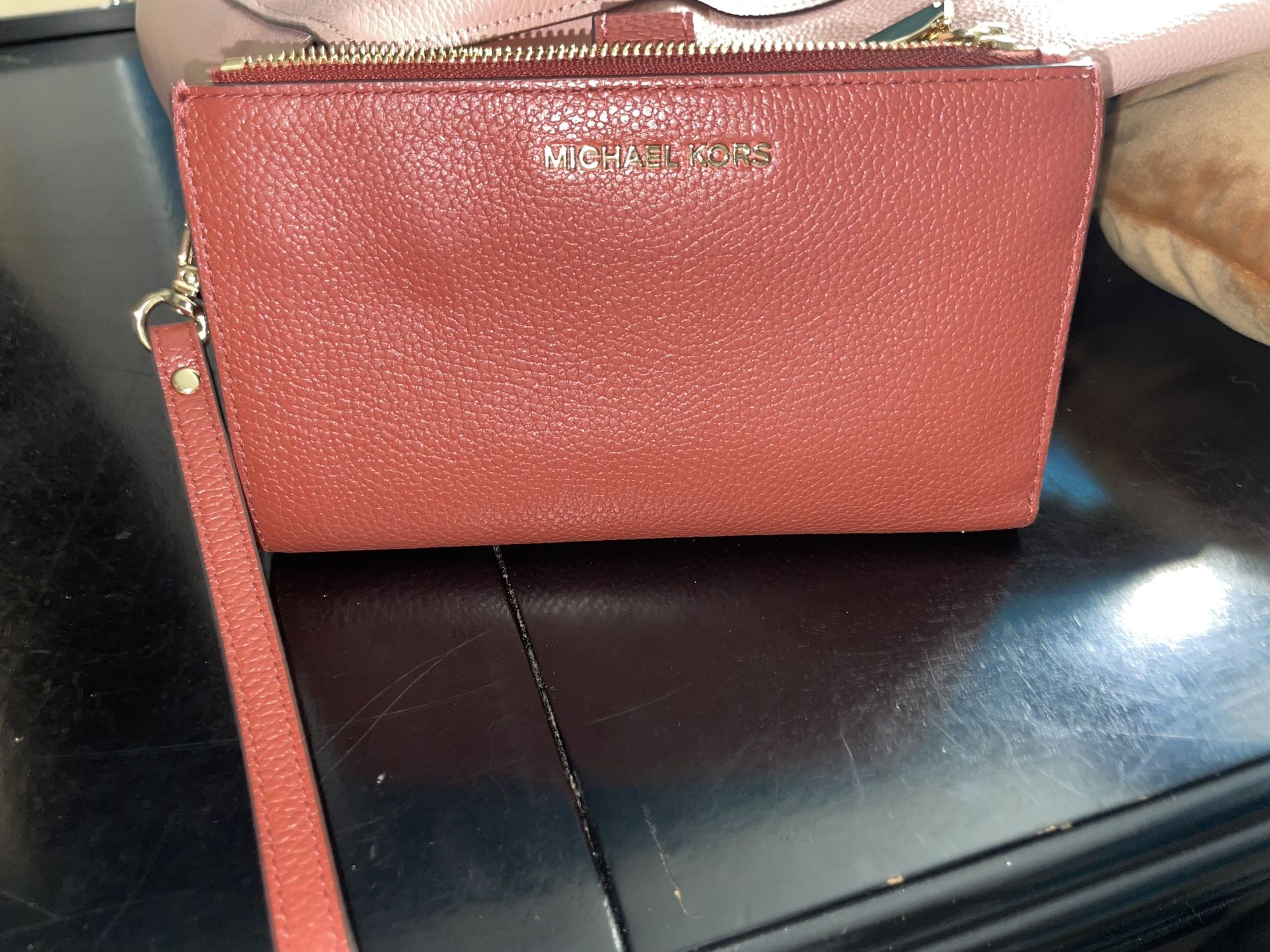 MK Leather Wristlet Wallet