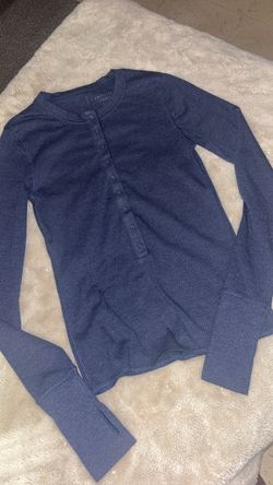 American Eagle Blue Thermal Henley Long Sleeve