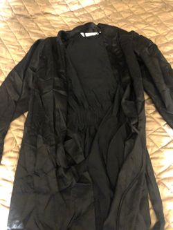 Victoria secret black silk robe one size