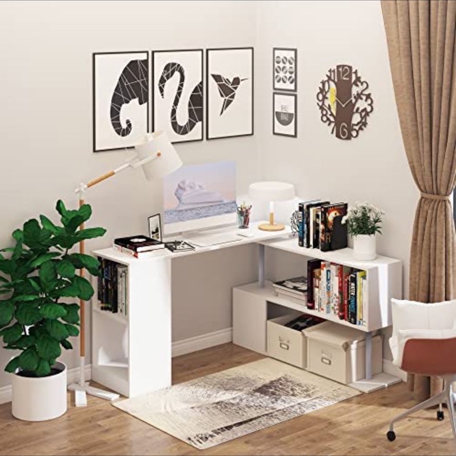 L-Shaped Desk White - Wayfair Bertram Reversible Credenza Desk 