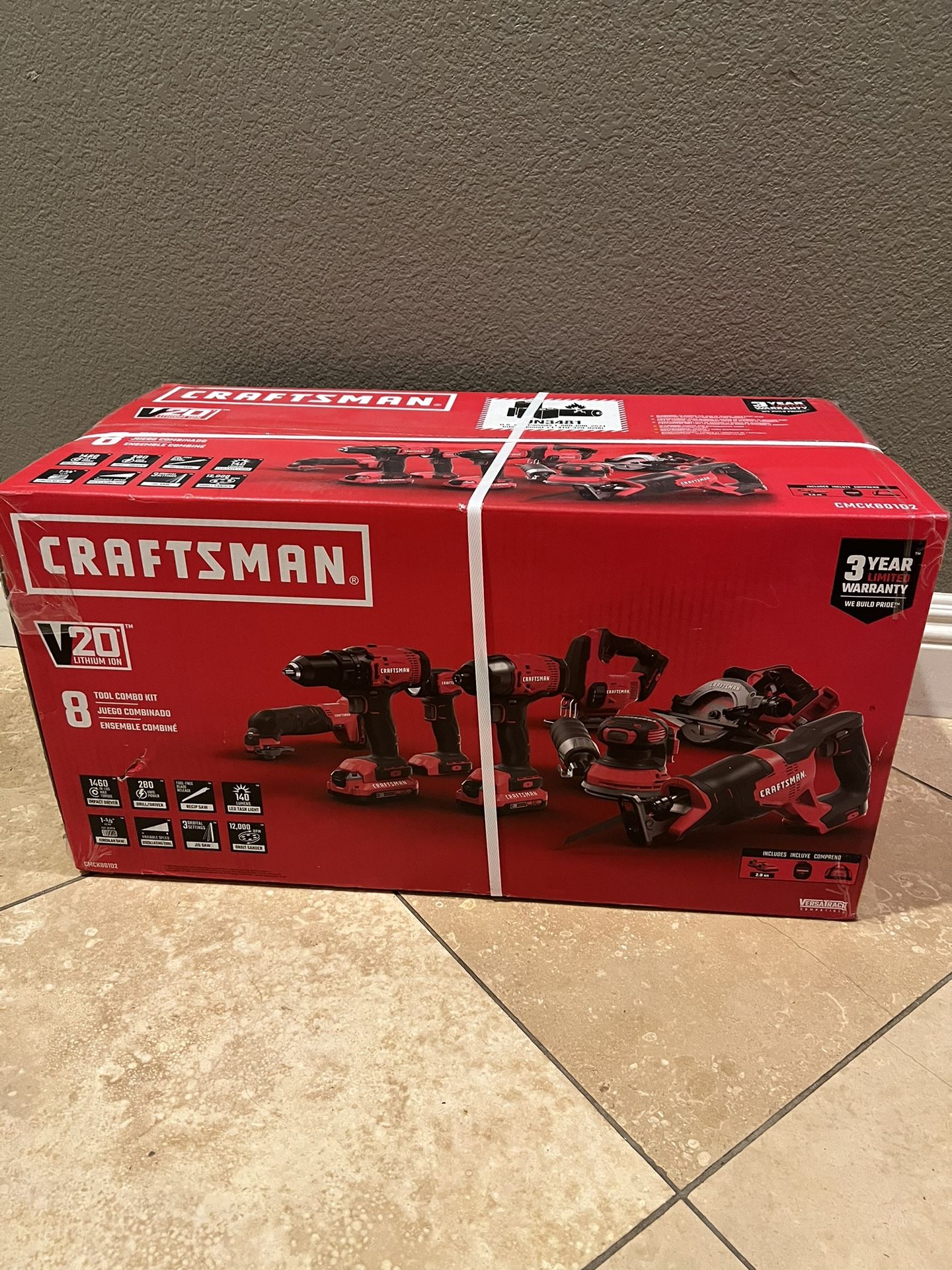 CRAFTSMAN 8-Tool Power Tool Combo Kit with Soft Case (2-Batteries Included and Charger Included)