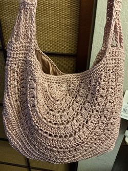 Pink Crochet Shoulder Bag