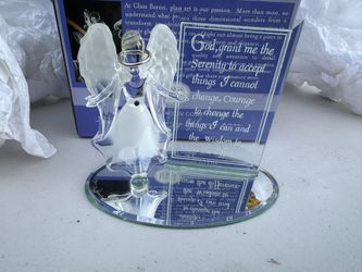 Glass Angel Of Faith Collectible Figurine with Genuine Crystal Accents